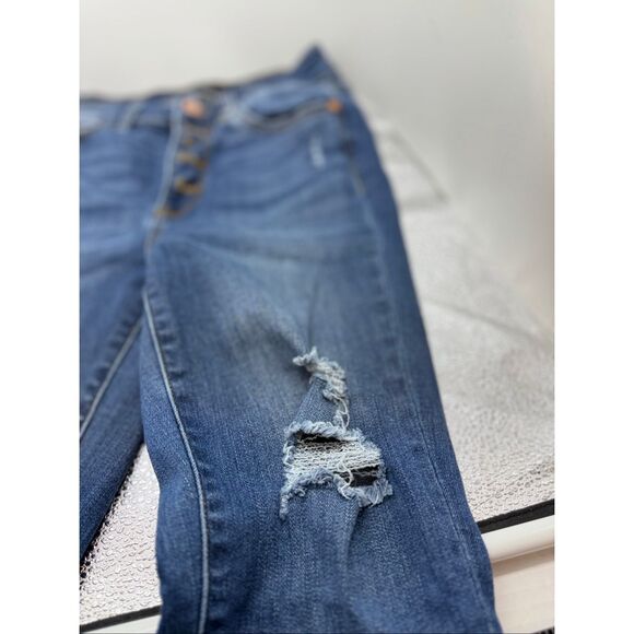 Judy Blue Jeans Women's Size 24 Skinny Fit Distressed Blue Jeans Button Fly - Picture 3 of 11